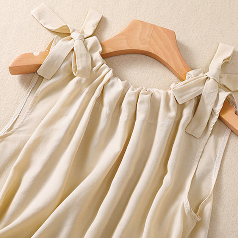 DarkSalmon and LemonChiffon Cotton Yoga Vest | Women's Summer Top