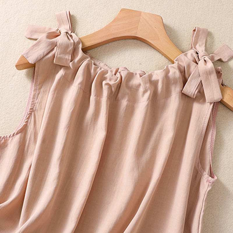 DarkSalmon and LemonChiffon Cotton Yoga Vest | Women's Summer Top