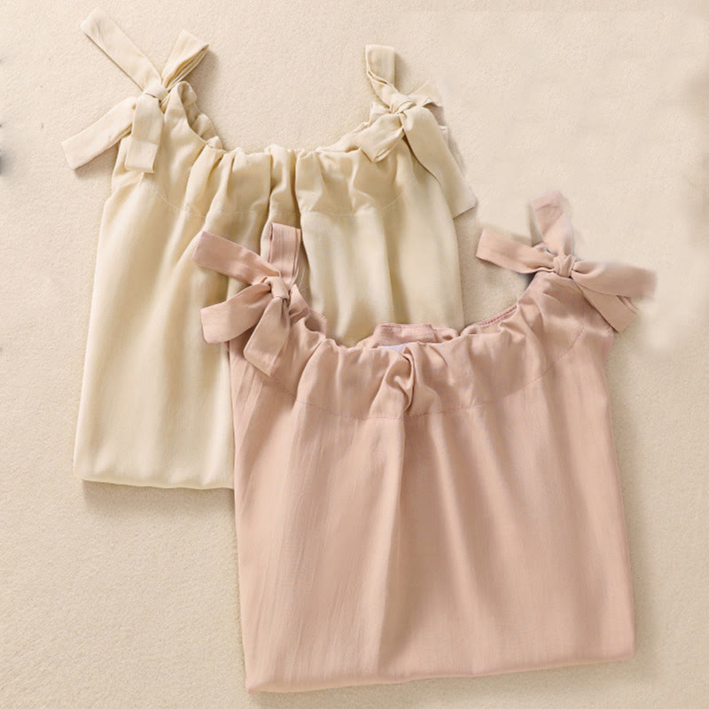 DarkSalmon and LemonChiffon Cotton Yoga Vest | Women's Summer Top