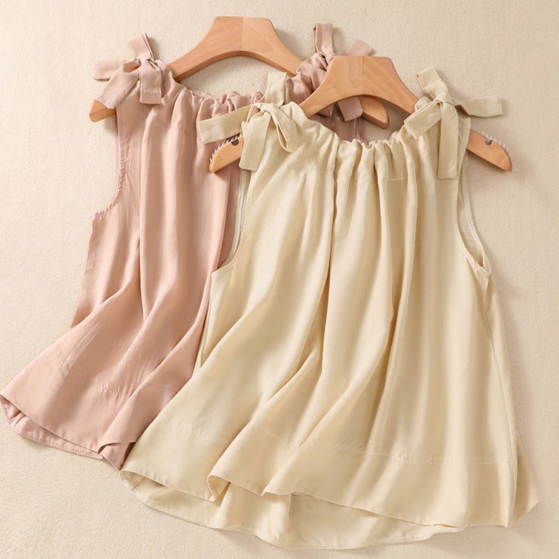 DarkSalmon and LemonChiffon Cotton Yoga Vest | Women's Summer Top