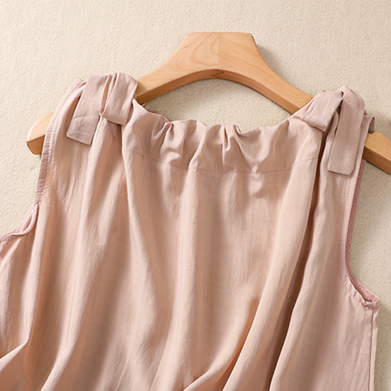 DarkSalmon and LemonChiffon Cotton Yoga Vest | Women's Summer Top