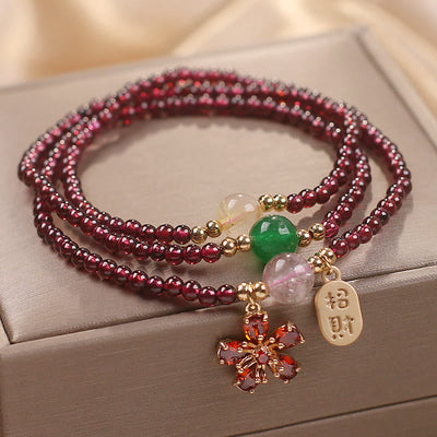 3mm Garnet Bracelet for Fortune & Protection | Multilayer Beads