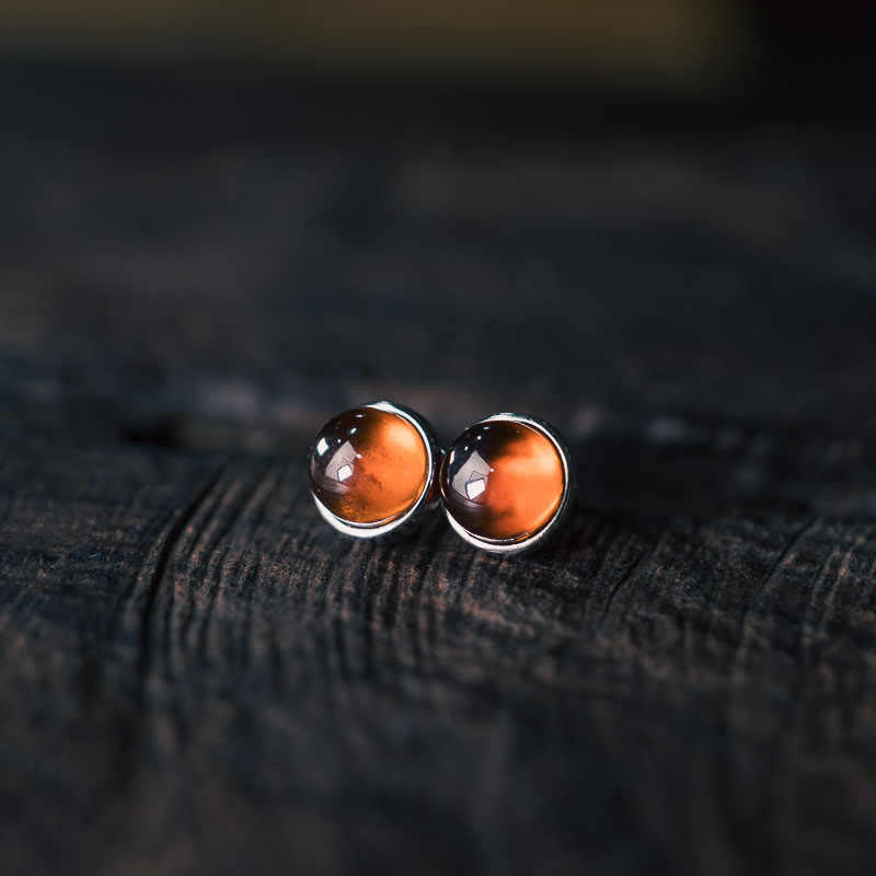 Calm Stability Garnet 925 Sterling Silver Earrings 7mm