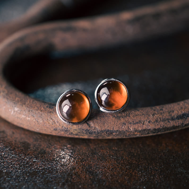 Calm Stability Garnet 925 Sterling Silver Earrings 7mm