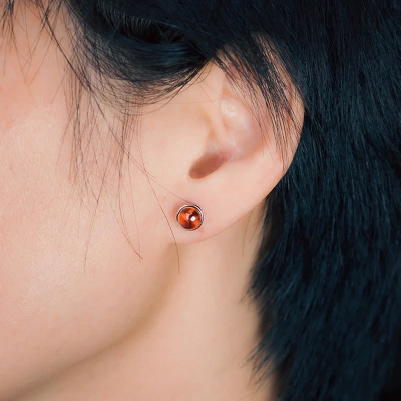 Calm Stability Garnet 925 Sterling Silver Earrings 7mm