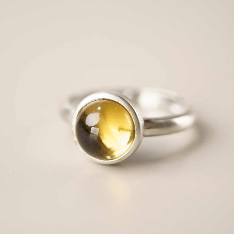 Adjustable Citrine Ring in 925 Sterling Silver for Protection