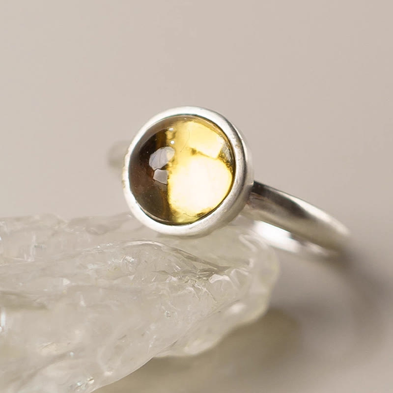 Adjustable Citrine Ring in 925 Sterling Silver for Protection
