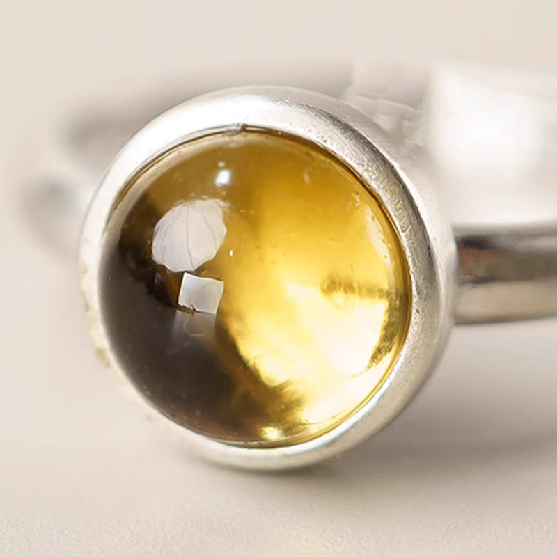 Adjustable Citrine Ring in 925 Sterling Silver for Protection