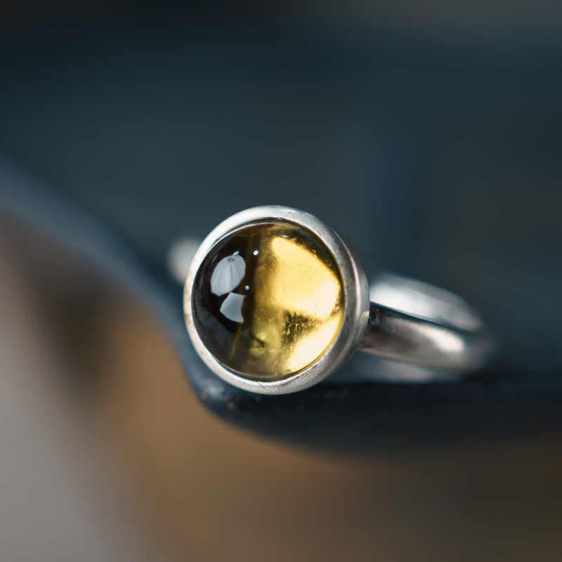 Adjustable Citrine Ring in 925 Sterling Silver for Protection
