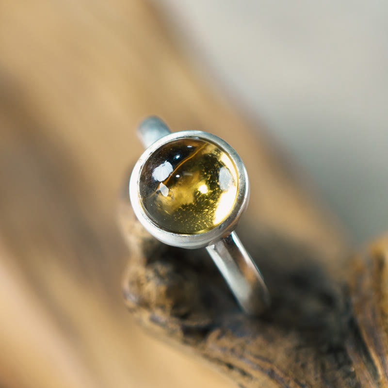 Adjustable Citrine Ring in 925 Sterling Silver for Protection