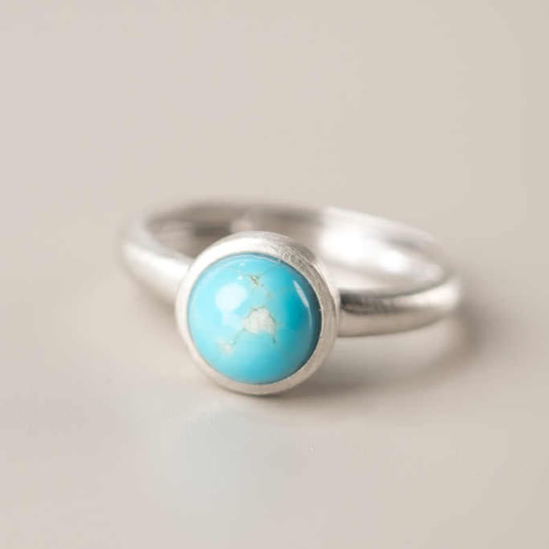 925 Sterling Silver Turquoise Lazurite Balance Ring 9mm
