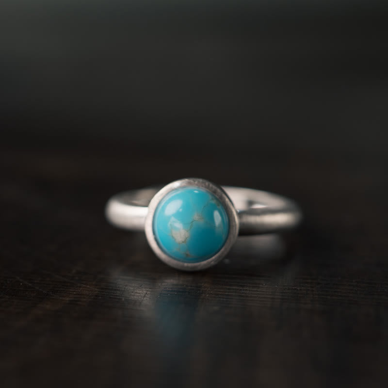 925 Sterling Silver Turquoise Lazurite Balance Ring 9mm