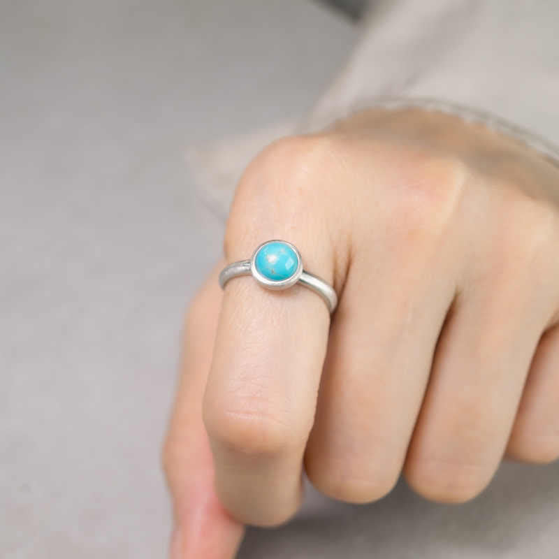 925 Sterling Silver Turquoise Lazurite Balance Ring 9mm