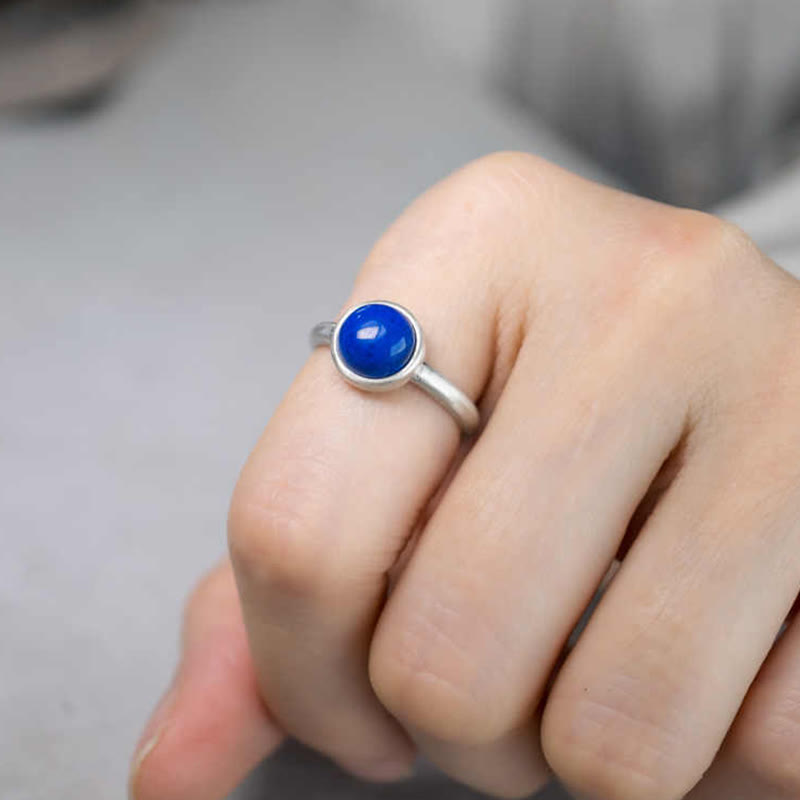 925 Sterling Silver Turquoise Lazurite Balance Ring 9mm