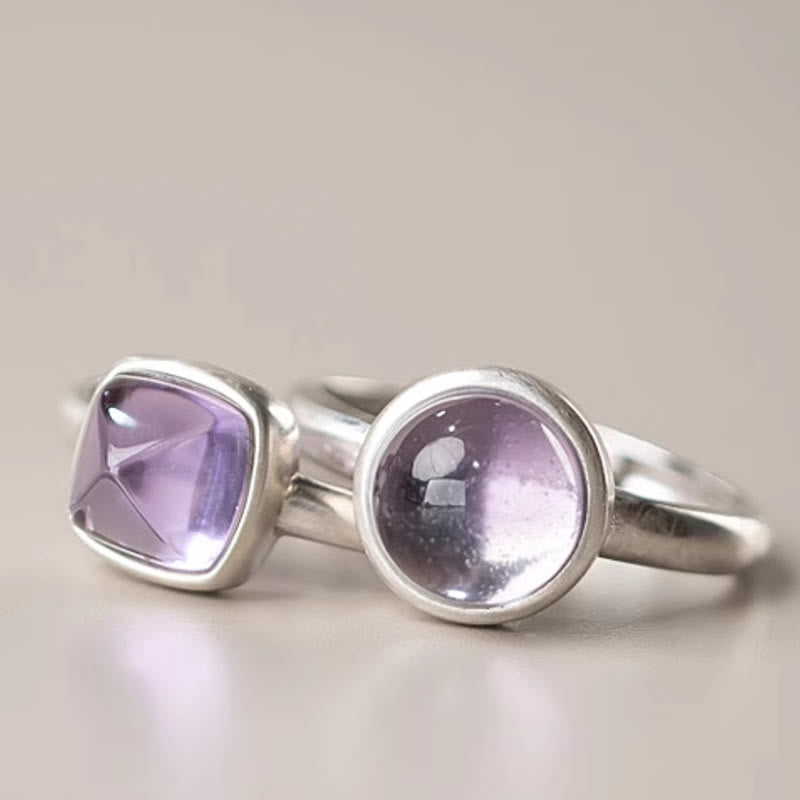 Adjustable Amethyst Ring 9mm 925 Sterling Silver Balance