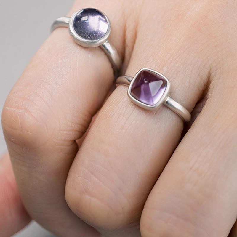 Adjustable Amethyst Ring 9mm 925 Sterling Silver Balance