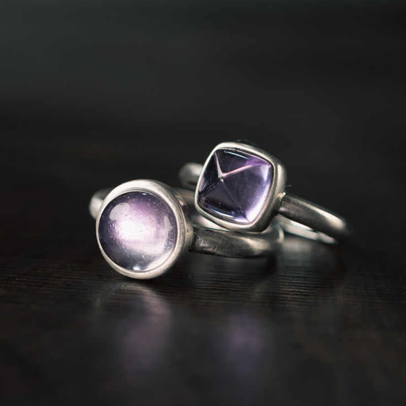 Adjustable Amethyst Ring 9mm 925 Sterling Silver Balance