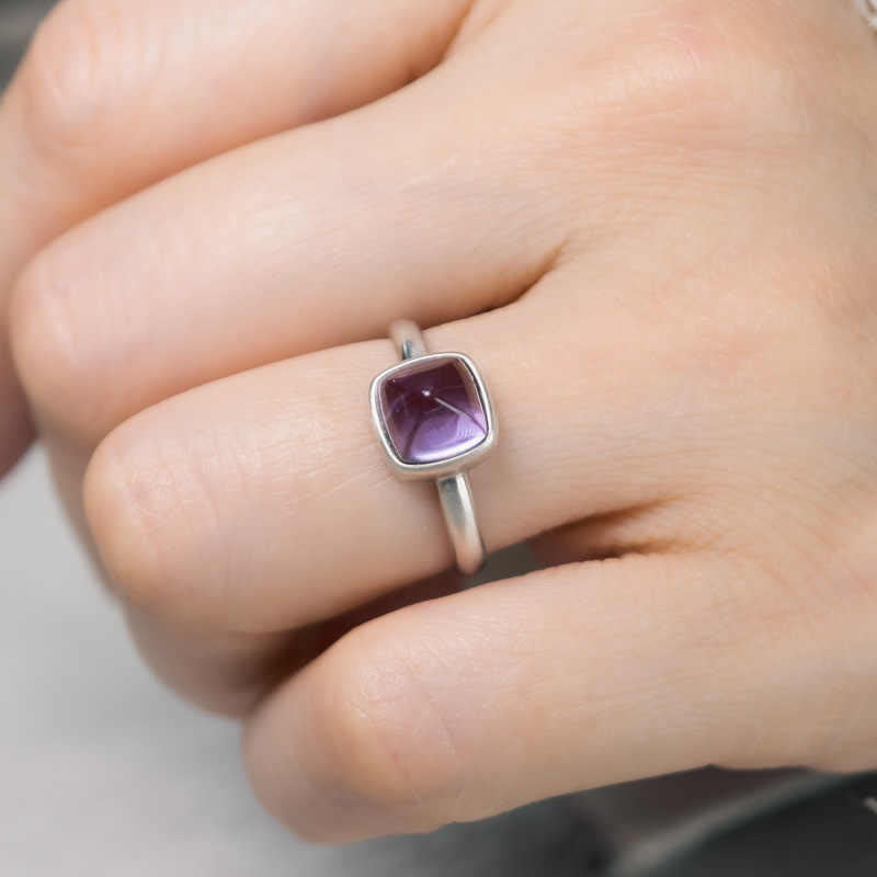Adjustable Amethyst Ring 9mm 925 Sterling Silver Balance