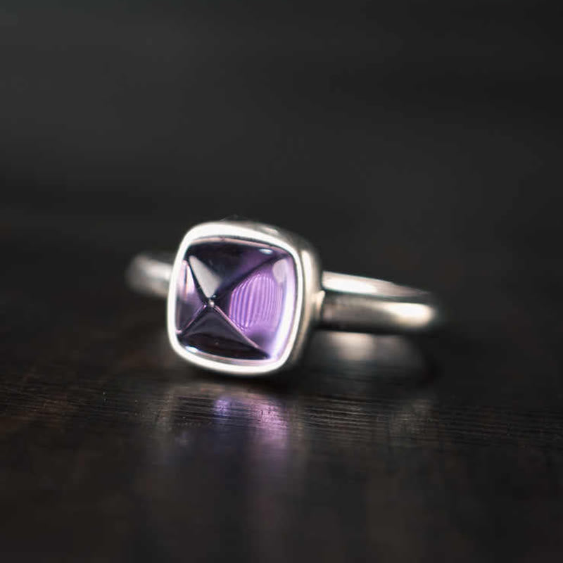 Adjustable Amethyst Ring 9mm 925 Sterling Silver Balance