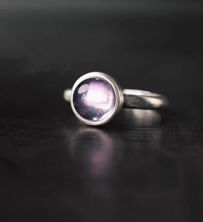 Adjustable Amethyst Ring 9mm 925 Sterling Silver Balance