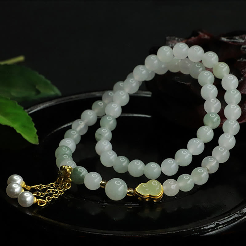 6mm Tianshan Jade Lotus Prosperity Bracelet for Women