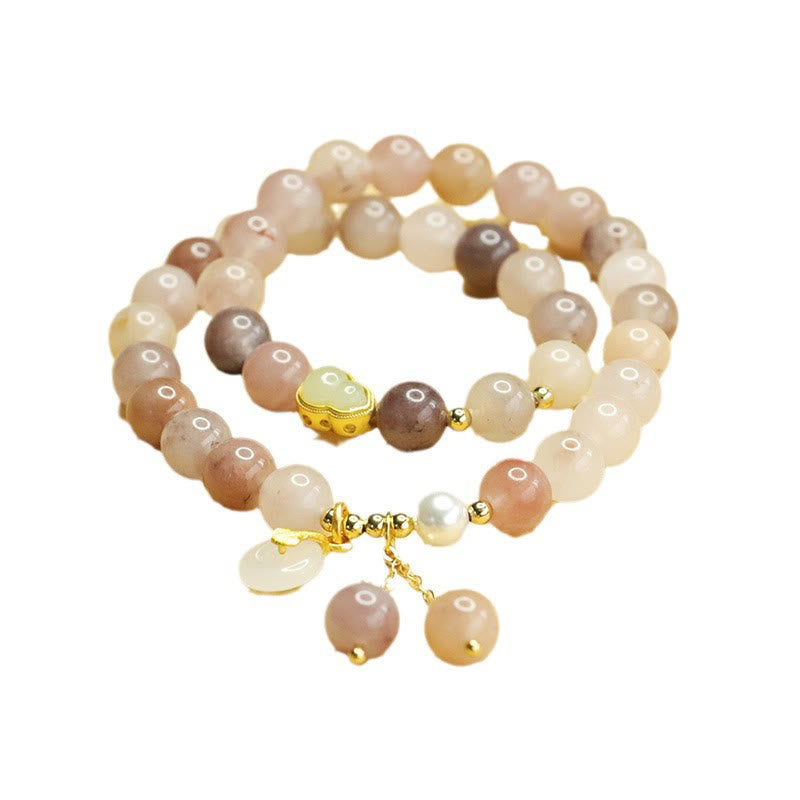 Golden Silk Jade Peace Buckle Bracelet for Luck & Harmony