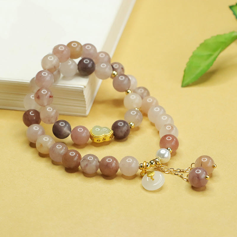 Golden Silk Jade Peace Buckle Bracelet for Luck & Harmony