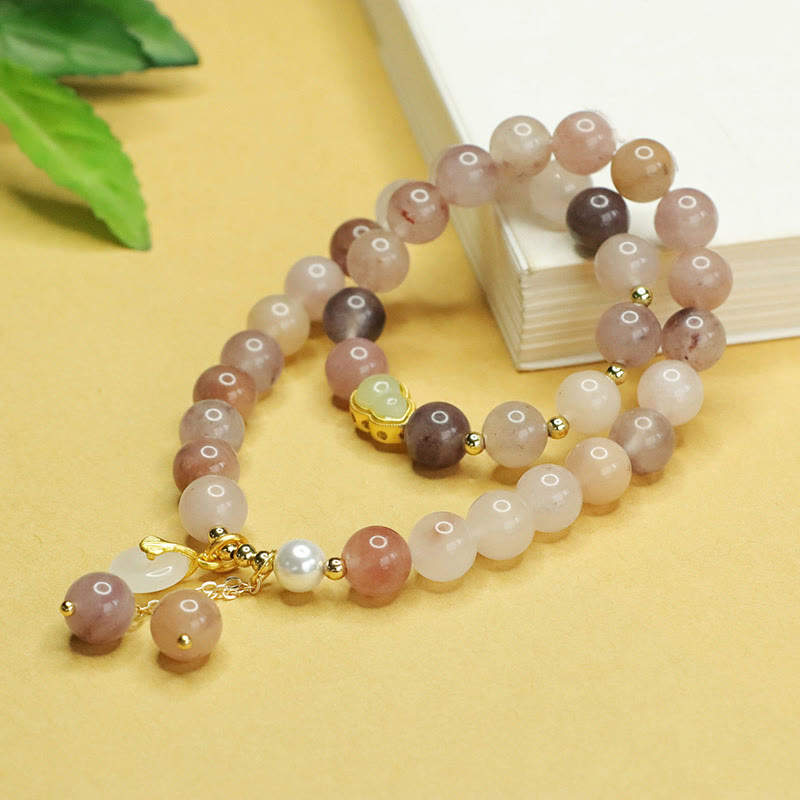 Golden Silk Jade Peace Buckle Bracelet for Luck & Harmony