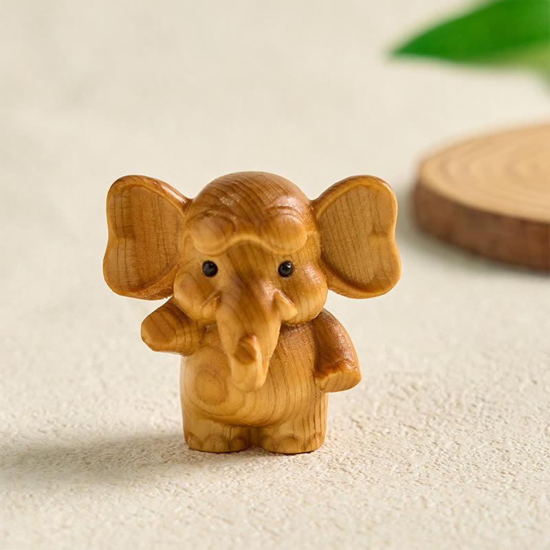 Mini Sandalwood Elephant Carved Healing Decoration