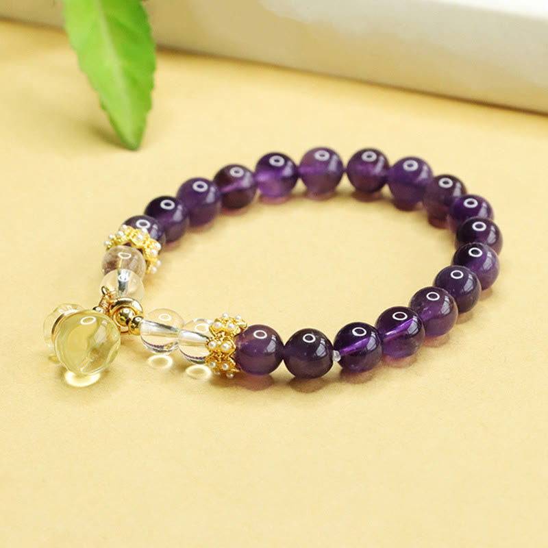 Amethyst Money Bag Balance Bracelet for Women 8mm Beads