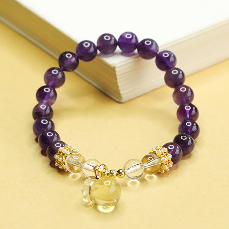Amethyst Money Bag Balance Bracelet for Women 8mm Beads
