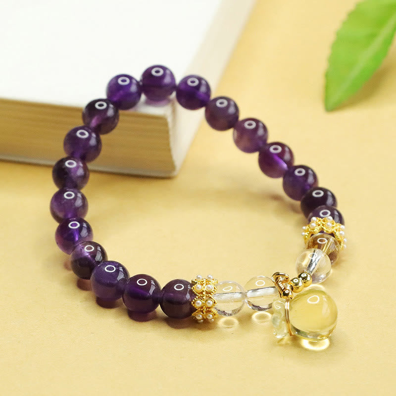Amethyst Money Bag Balance Bracelet for Women 8mm Beads