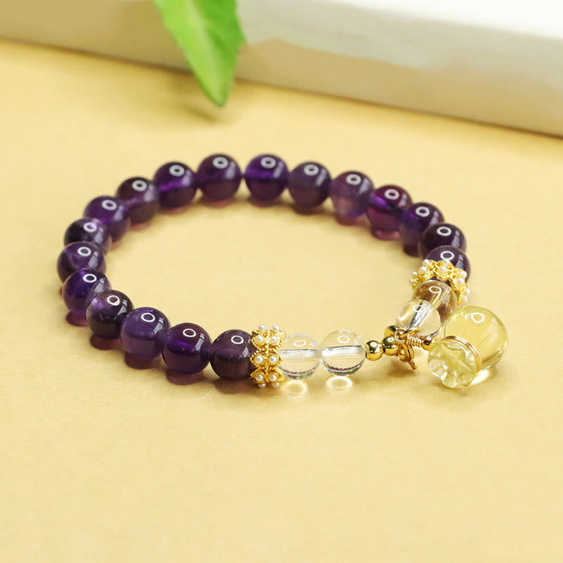 Amethyst Money Bag Balance Bracelet for Women 8mm Beads