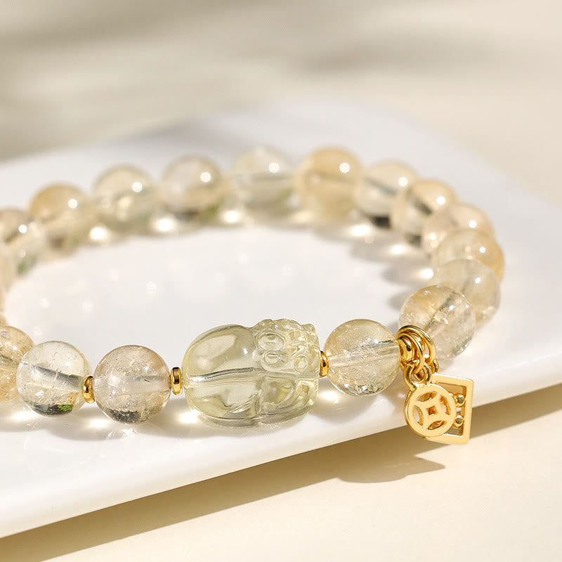 Citrine Pixiu Protection Bracelet 15cm for Women
