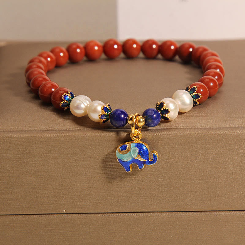 South Red Agate Peace Lock Bracelet for Women 7in Wrist