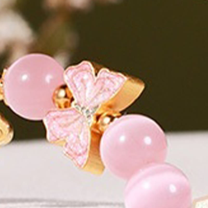 925 Sterling Silver Cat's Eye Hetian Jade Butterfly Peace Lock Bracelet