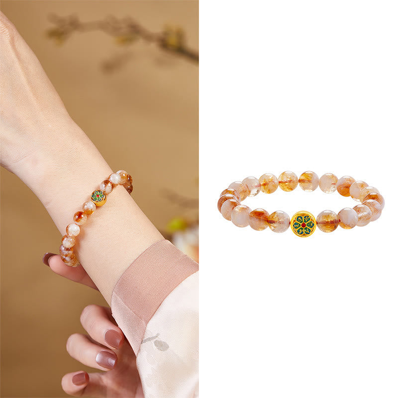 8.5mm Citrine & 999 Sterling Silver Protection Bracelet