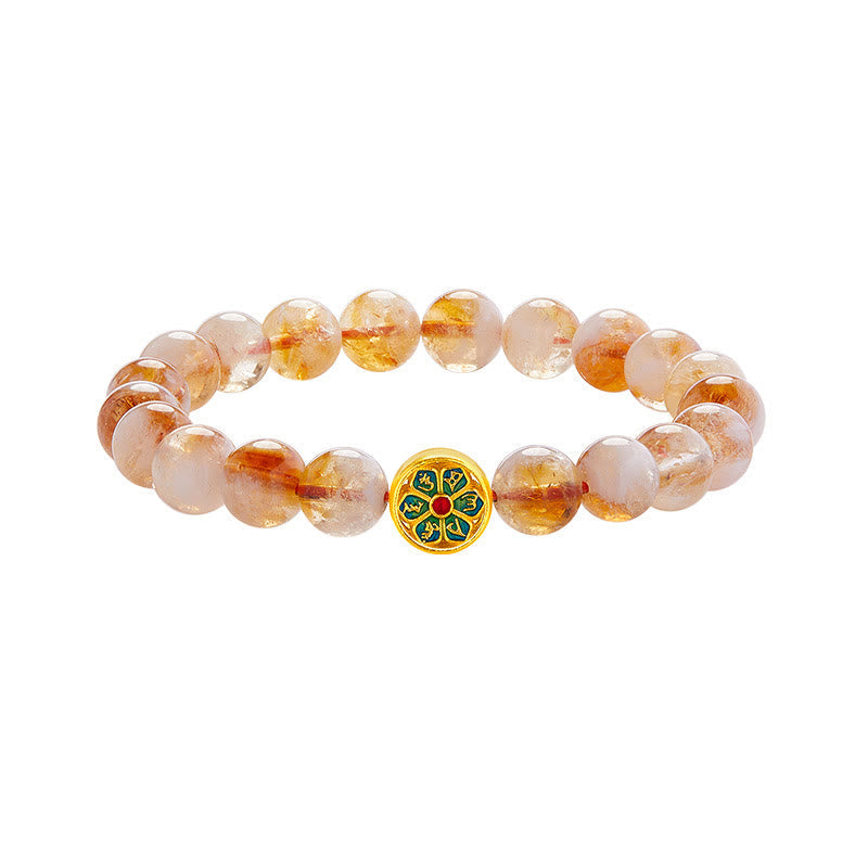 8.5mm Citrine & 999 Sterling Silver Protection Bracelet