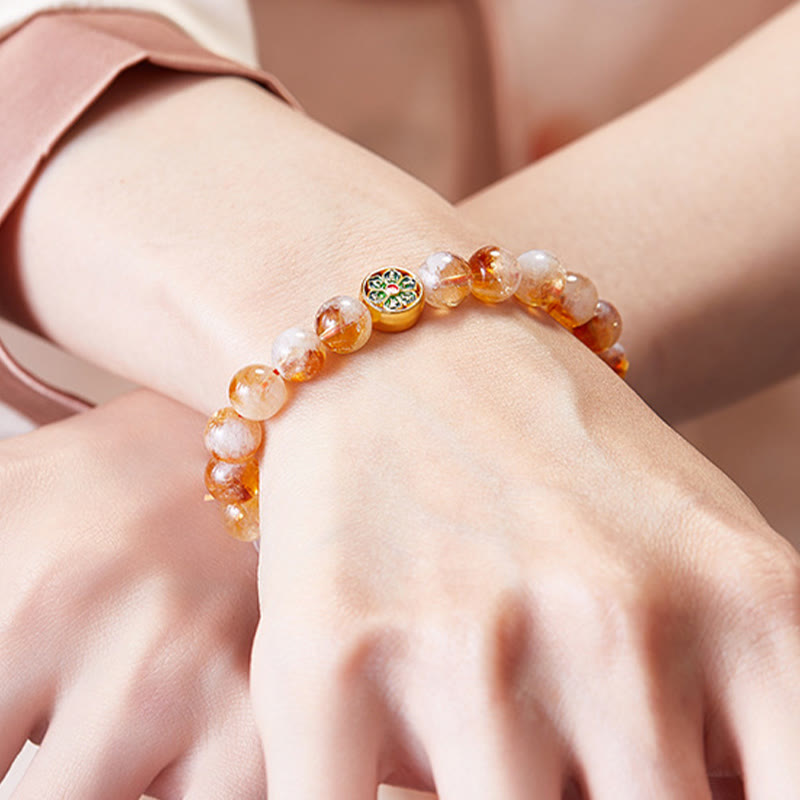 8.5mm Citrine & 999 Sterling Silver Protection Bracelet