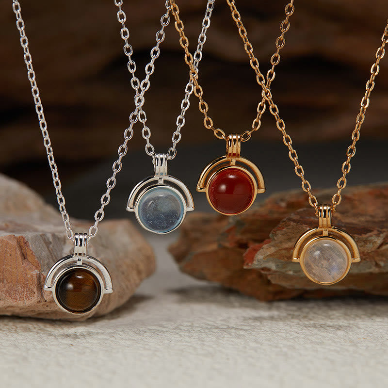 925 Sterling Silver Agate Necklace with Confidence Pendant