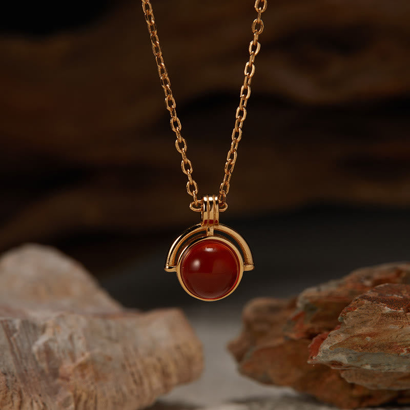 925 Sterling Silver Agate Necklace with Confidence Pendant