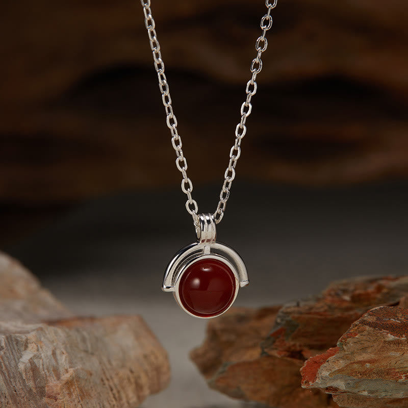 925 Sterling Silver Agate Necklace with Confidence Pendant