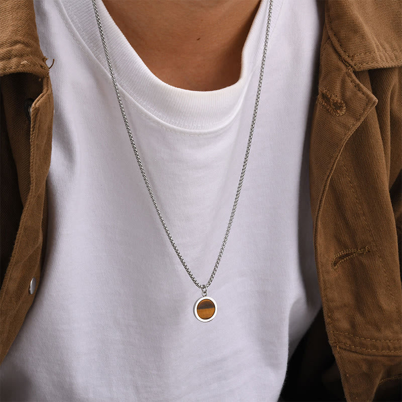 Turquoise Necklace with Tiger Eye, Lazurite & Malachite Pendant