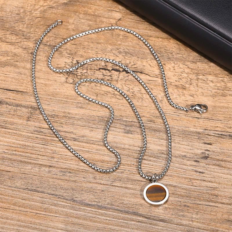 Turquoise Necklace with Tiger Eye, Lazurite & Malachite Pendant