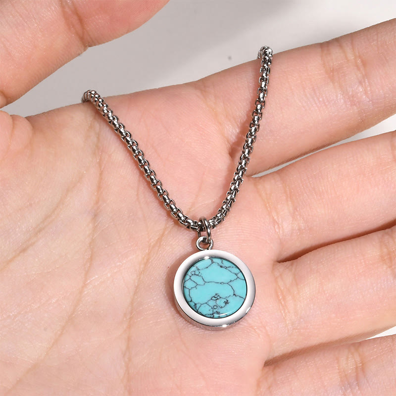 Turquoise Necklace with Tiger Eye, Lazurite & Malachite Pendant