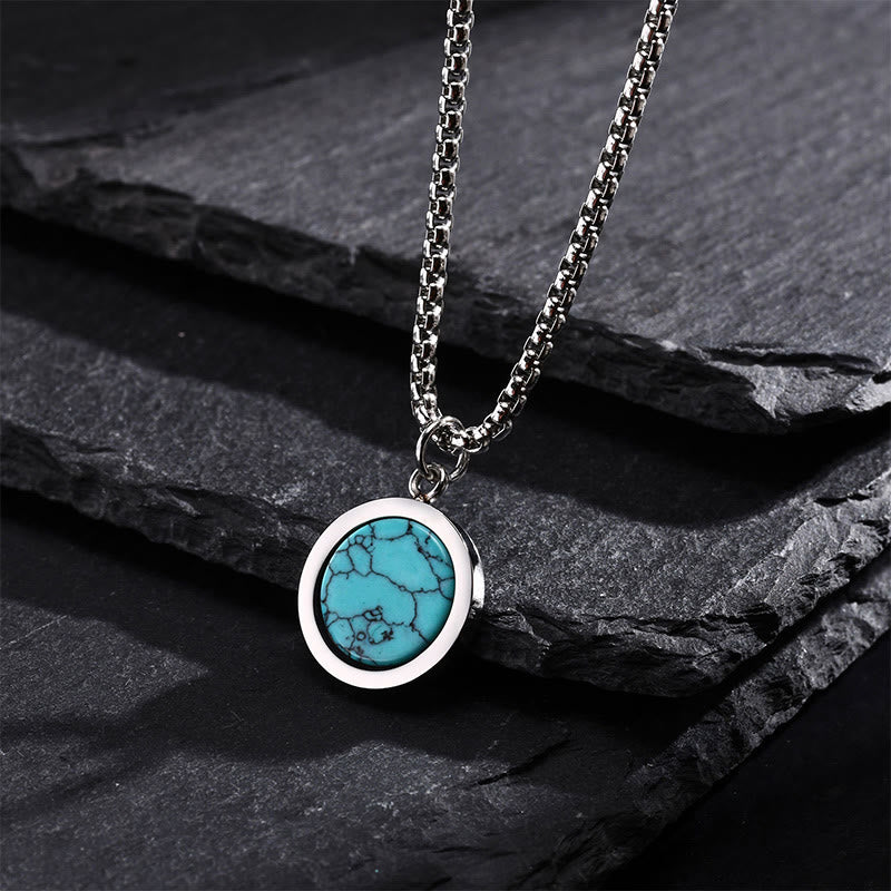 Turquoise Necklace with Tiger Eye, Lazurite & Malachite Pendant