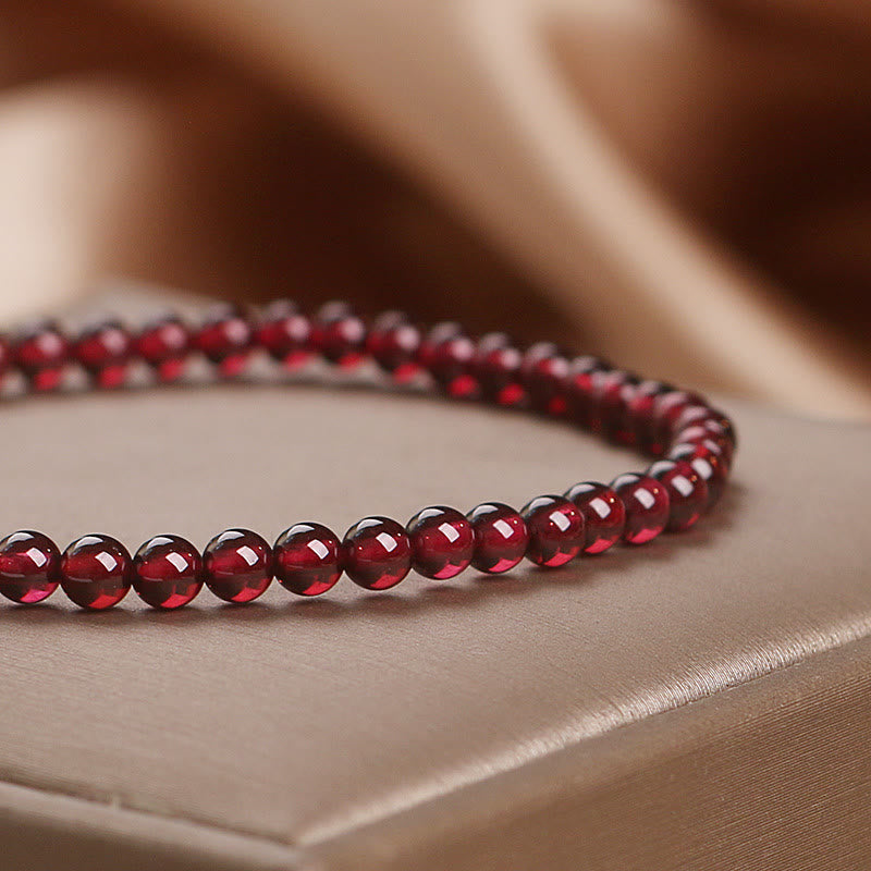 4mm Garnet Bracelet for Passion & Protection, 14-16cm