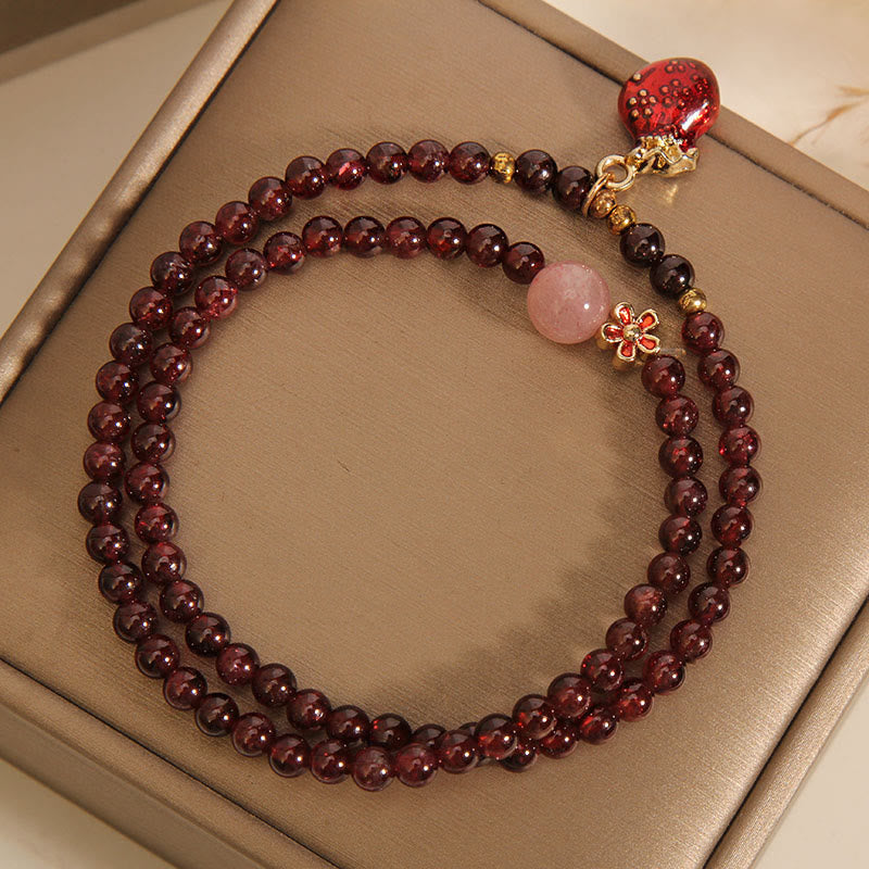 3mm Garnet Rose Quartz Protection Bracelet with Money Bag or Bell