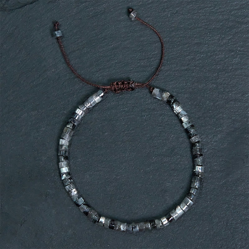 Black Glitter Stone Courage Bracelet for Spiritual Protection