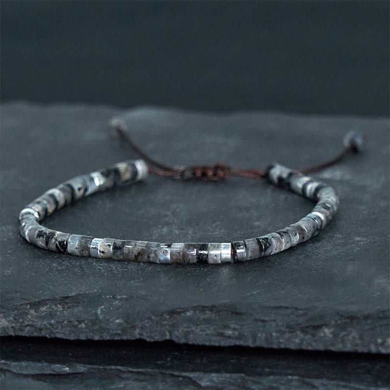 Black Glitter Stone Courage Bracelet for Spiritual Protection